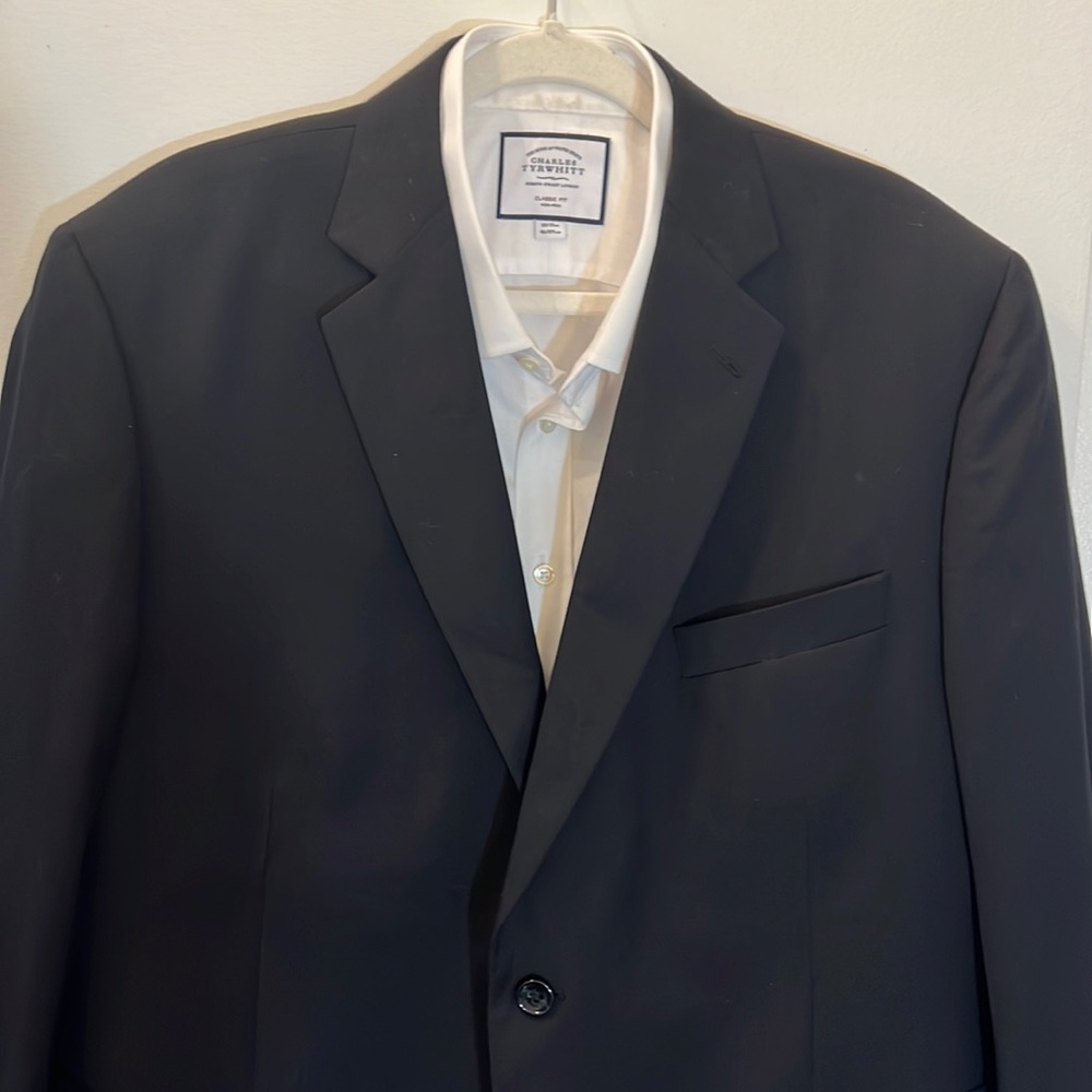 Stafford Men's 100% Wool Sports Coat Black 46S